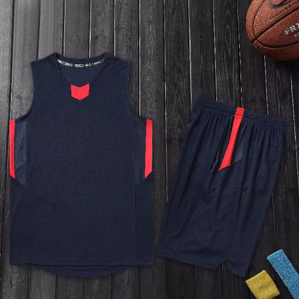 2018 Summer Sports Uniform High Quality Sleeveless Basketball Tank Top And Shorts Two Piece Set High Quality Male Basketball Sets Clothing