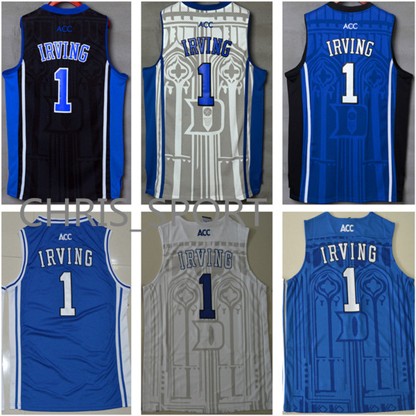 Duke college custom jerseys Blue Devils embroidered basketball jerseys Kyrie Irving #1 player white/blue/black uniform