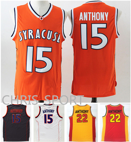 Syracuse College Basketball Jerseys #15 Carmelo Anthony University jersey Oak Hill high school #22 game uniform