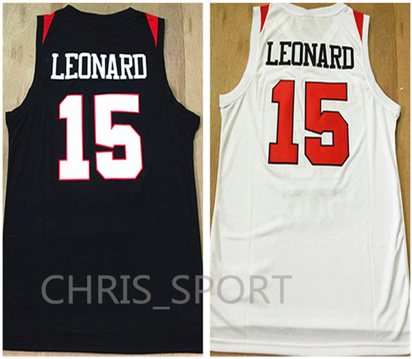 San diego state college basketball jersey #15 player Leonard black/white game uniform