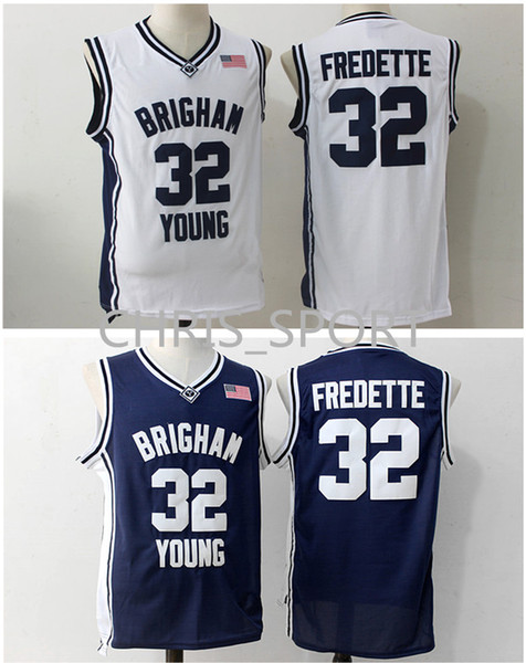 Brigham Young college basketball Jersey #32 Jimmer Fredette blue white basketball jerseys