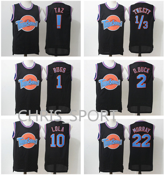 Space Jam #22 Murray #1 Bugs #! TAZ #10 Lola #2 D.DUCK Basketball Jersey Tune Squad LOONEY TOONES 1/3 Tweety black movie jersey