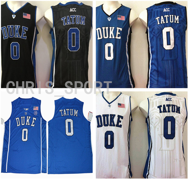 Duke college custom jerseys Blue Devils embroidered basketball jerseys Jayson Tatum #0 player white/blue/black/boston uniform