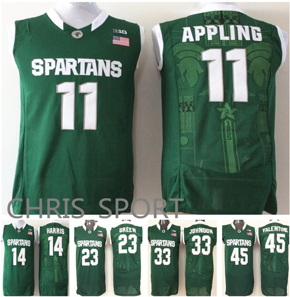 Michigan State College basketball Jerseys Spartans #11 Keith Appling 14 Gary Harris 23 Draymond Green 33 Earvin Johnson 45 Denzel Valentine