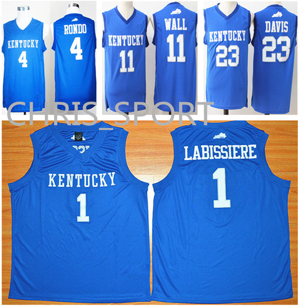 Kentucky college Wildcats blue basketball jerseys #4 Rajon Rondo 1 Skal Labissiere 11 John Wall 23 Anthony Davis KU basketball player wear