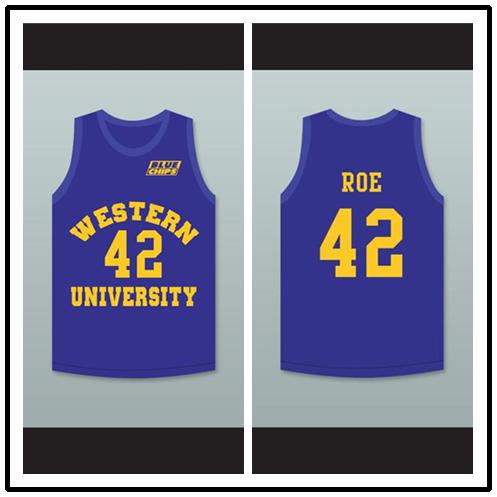 Matt Nover Ricky Roe 42 Western University Blue Basketball Jersey with Blue Chips