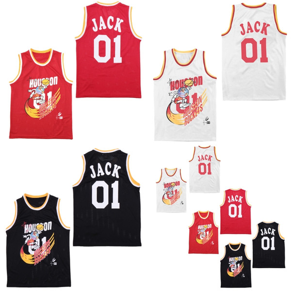 01 Jack Travis Scott Jersey Black White Red Jointly Bleacher Report Special Edition Hippop Basketball Jerseys Double Stiched High Quanlity