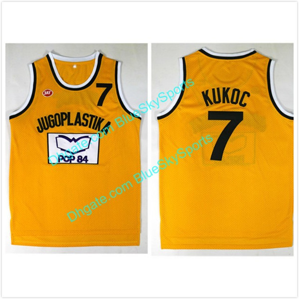 Mens Toni Kukoc Jersey 7 Jugoplastika Split Moive Basketball Jerseys Yellow Stitched Free Shipping Size S-2XL