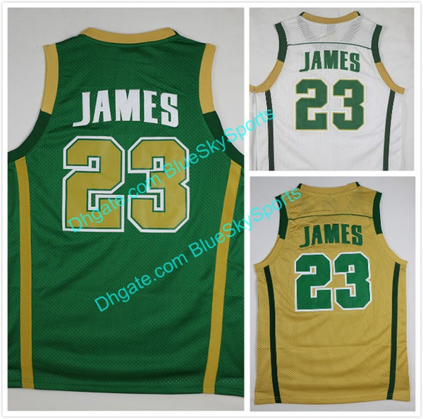 Mens #23 LeBron James Jersey Green White St. Vincent Mary High School Irish Basketball Jerseys Shirt Uniforms Free Shipping Size S-2XL