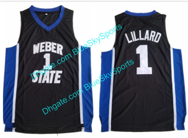 2018 Men's Lillard High Quality #1 Black Stitched Weber State Retire Damian Basketball Jerseys Size S-2XL