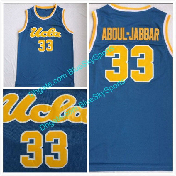 Men's Abdul-Jabbar High Quality Baby Blue Stitched #33 UCLA Bruins College Basketball Jersey Kareem Fast Size S-XXL