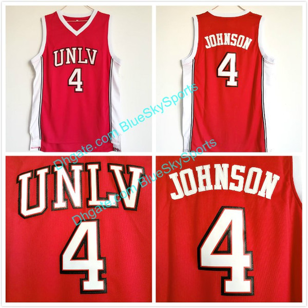 Men's UNLV University #4 Larry Johnson Jersey Red Stitched College Basketball Jersey Fast Shipping Size S-XXL