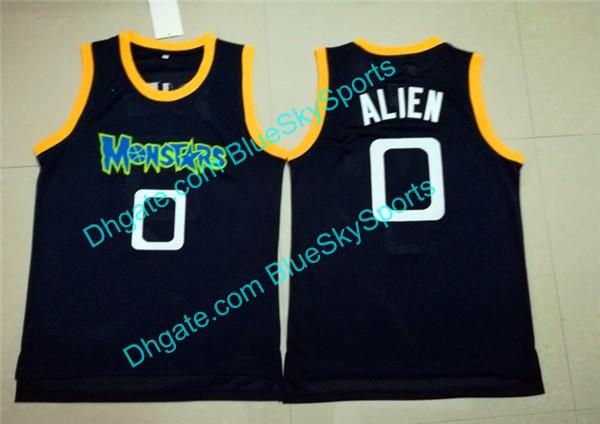 Alien Monstars Jersey 0 Men Basketball Jersey All Stitched Dark Blue Movie Basketball Jerseys Size S-2XL Free Shipping