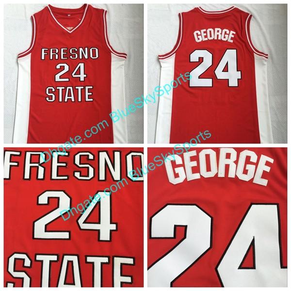 Men's High Quality George Fresno State Bulldogs 24 Paul Red College Basketball Jersey Mens Stitched Fast Shipping Size S-XXL