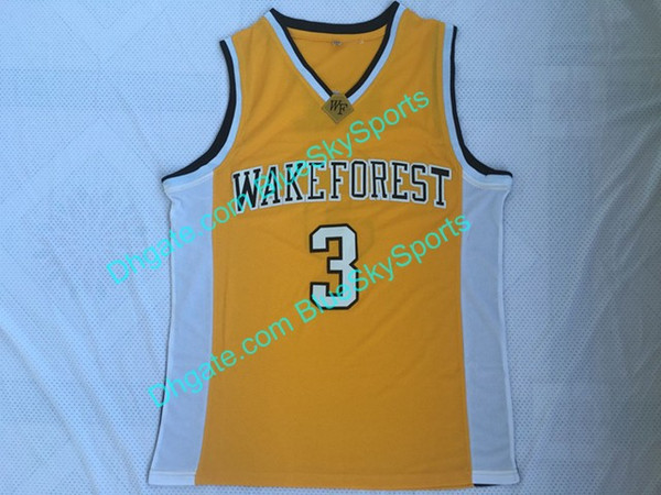 Mens Paul High Quality Wakeforest College Basketball Jerseys #3 Gold Yellow Fast Shipping Stitched Free Shipping