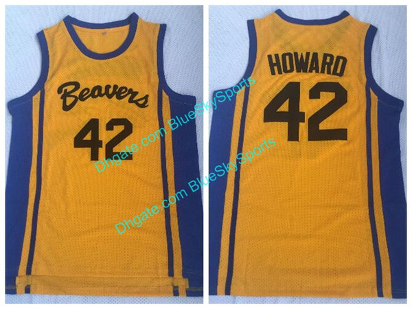 Teen Wolf Scott Men's Howard Yellow #42 Beacon Beavers Basketball Jersey Stitched Mens Fast Shipping size S-XXL