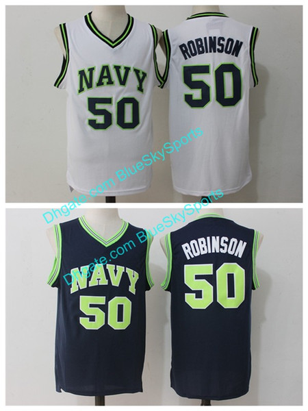 Robinson Jersey #50 Naval Academy USNA College Basketball Jerseys Stitched Basketball Jerseys David White Navy Blue Size S-XXL Free Shipping