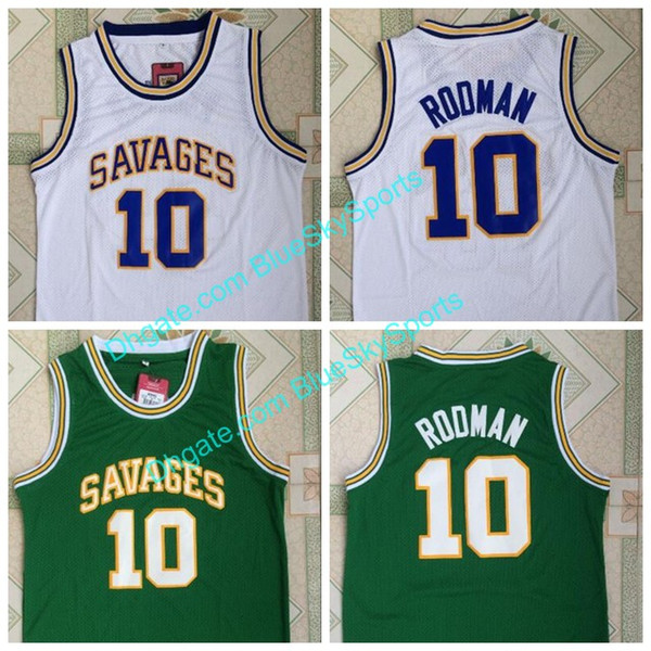 High Quality Rodman Jersey #10 Oklahoma Savages College Basketball Jerseys Dennis White Green Stitched Size S-XXL