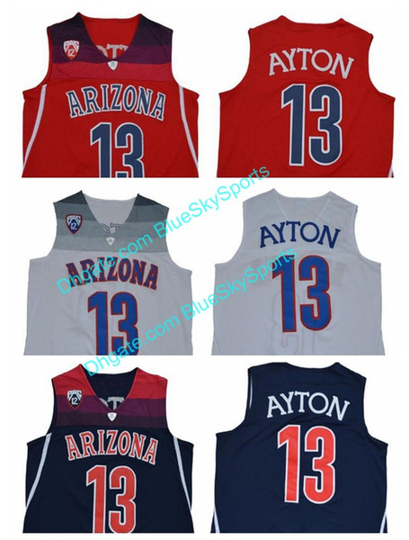 Mens High Quality Arizona Wildcats 13 Deandre Ayton Basketball Jersey White Red Blue Stitched Free Shipping
