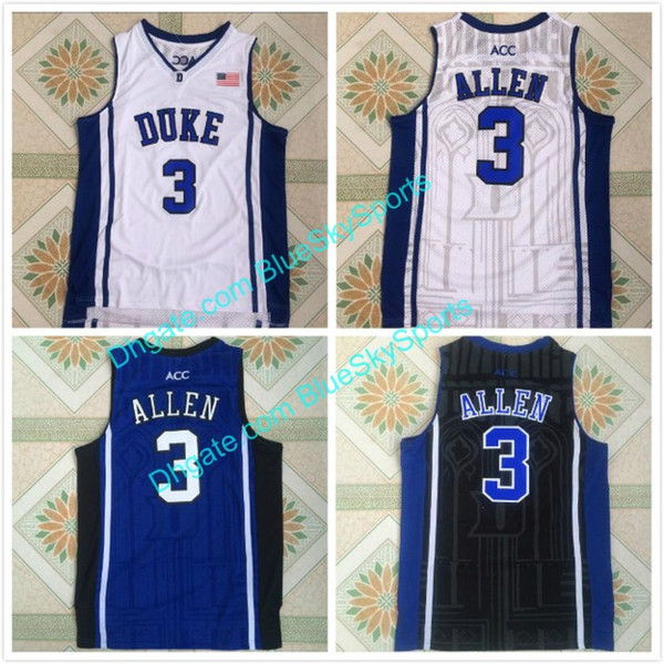 Men's Allen #3 High Quality Duke College Basketball Jersey White Black Blue Grayson Stitched Shirts Fast Shipping Size S-XXL