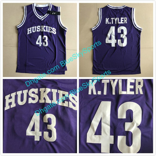 Men's Kenny Tyler Jersey 43 K.Tyler Huskies Basketball Jerseys Purple Movie Shirts Stitched Size S-2XL