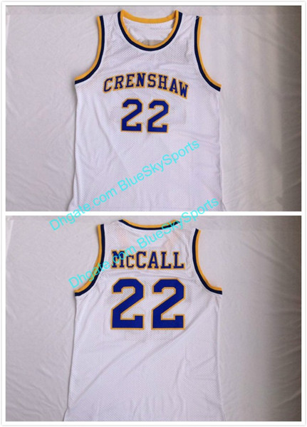 Mens 22 Quincy McCall Jersey White Crenshaw High School Basketball Jerseys Shirt Uniforms Free Shipping Size S-2XL