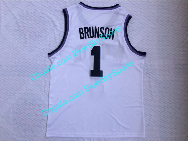 Men's College Jalen Brunson Jersey High Quality White University Basketball Jerseys #1 Stitched size S- 2XL