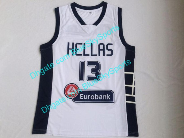 Mens High Quality Movie Hellas Greece Basketball Jerseys #13 White Fast Shipping Giannis Stitched Free Shipping