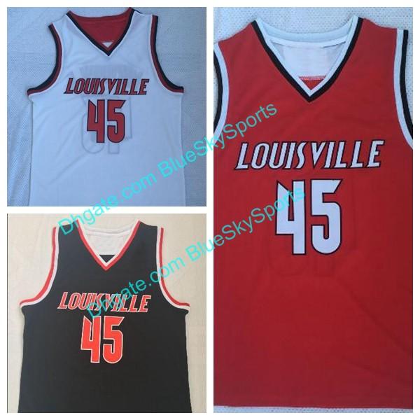 2018 New Mitchell High Quality White Red Black Louisville College Basketball Jersey #45 Stitched Donovan Fast Shipping Size S-XXL