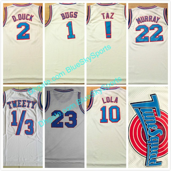 Tune Squad Space Jam Movie Jersey 1 Bugs Bunny 2 Daffy Duck 1/3 Tweety Bird 10 Lola Bunny 22 Bill Murray Jerseys