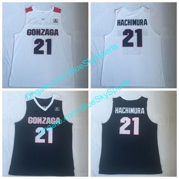 Mens Gonzaga Bulldog Rui 21 Hachimura High Quality NCAA Basketball Jersey White Blue Stitched Free Shipping