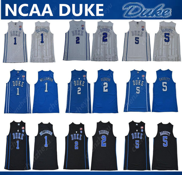 2019 men's NCAA Duke Blue Devils Jersey 1 Zion Williamson 2 Cameron Reddish 5 RJ Barrett College Basketball Jerseys