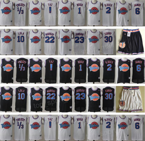 Space Jam Jersey Movie Tune Squad Looney Daffy Duck Bill Murray Lola Bugs Bunny TAZ Tweety Michael LeBron James Basketball Curry Black White