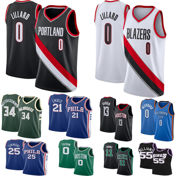 Ncaa Damian 0 Lillard Jerseys Giannis 34 Antetokounmpo Dikembe 55 Mutombo James 13 Harden LeBron 23 James Joel 21 Embiid Basketball Jersey