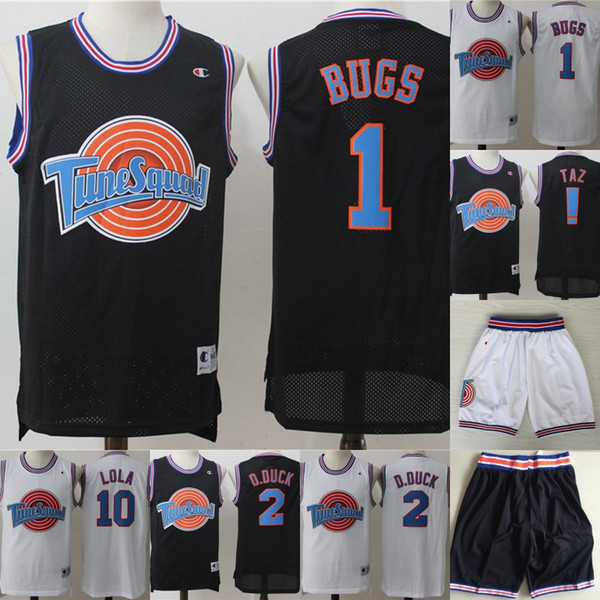 Mens Tune Squad Space Jam Movie Jersey 1 Bugs Bunny 2 Daffy Duck 1/3 Tweety Bird 10 Lola Bunny 100% Stitched Basketball Jerseys