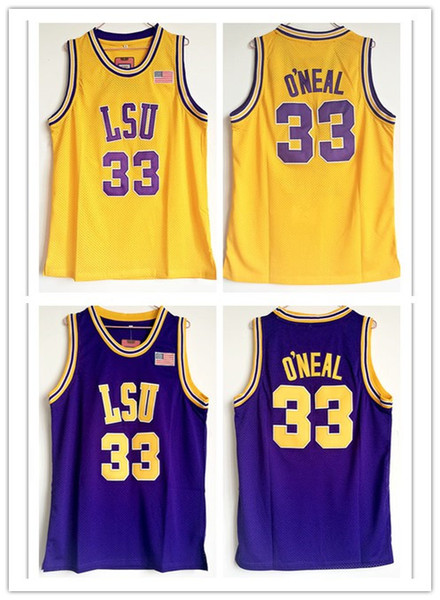 Hot Sale NCAA College LSU Tigers #33 Shaq O'NEAL Basketball Jersey Shaquille Oneal Stitched Vintage Shirts