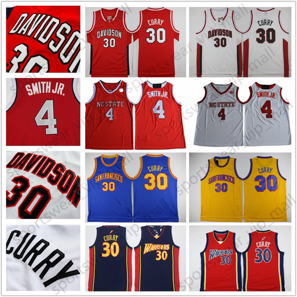 NCAA Davidson Wildcat Jersey NC State Wolfpack Dennis Smith Jr. Stephen Curry Blue red white Stitched College Basketball Jerseys wholesale