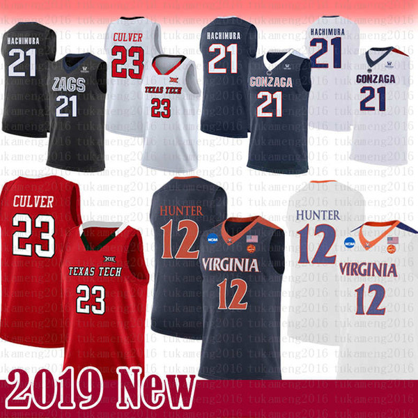 Virginia Cavaliers 12 De'Andre Hunter College Jersey 2019 NCAA 23 Jarrett Culver Texas Tech Red Raiders 21 Rui Hachimura Gonzaga Bulldogs