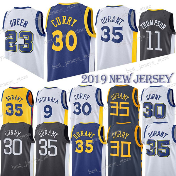 MEN Stephen 30 Curry Basketball Jerseys Warriors 35 Durant Draymond 23 Green 11 Thompson 9 lguodala Jersey Adult/kids