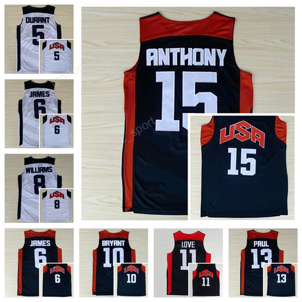 2012 Dream Team Ten Usa Basketball Jerseys 11 Kevin Love 5 Kevin Durant 13 Chris Paul 6 Lebron James 8 Deron Williams 15 Carmelo Anthony