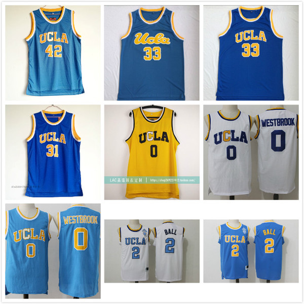 UCLA Bruins Jersey College Basketball Russell Westbrook Lonzo Ball Zach LaVine Kareem Abdul Jabbar Reggie Miller Bill Walton Kevin Love Blue