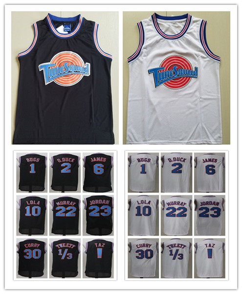 Men Kids Space Jam Movie Jerseys TAZ Tweety Bugs D.duck James Lola Murray Curry White Black Stitched Basketball Jersey Shorts