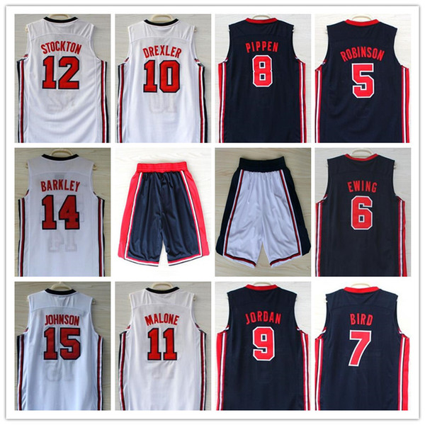 1992 Dream Team Jersey Robinson Ewing Bird Pippen Drexler Malone STOCKTON JOHNSON BARKELY Michael Sport Basketball jerseys Harden shorts