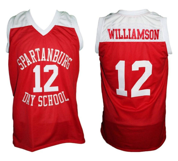 #12 Zion Williamson Spartanburg Griffins Day High School Red Retro Classic Basketball Jersey Mens Stitched Custom Number and name Jerseys