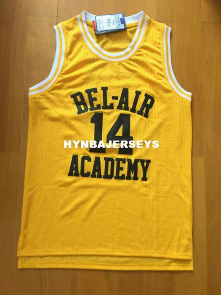 Will Smith Basketball Jersey,14 Will Smith Fresh Prince Jersey,Bel Air Academy Jersey,Stitched Bel Air Jersey Yellow S to XXL