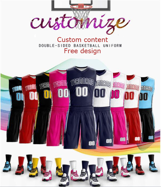 Free design Jersey custom basketball suit kids men's custom reversible speed dry absorbent basketball jerseys Thermal sublimation printing