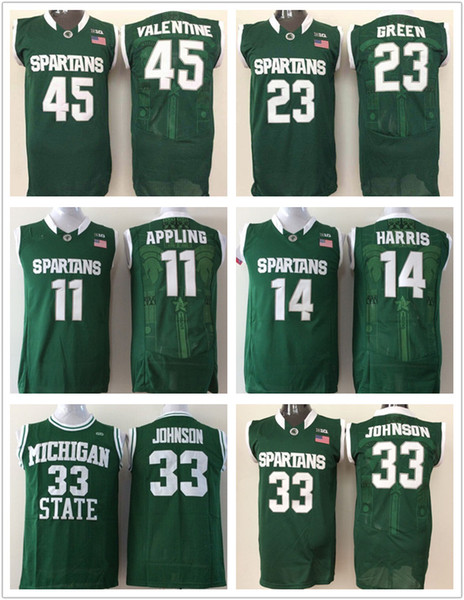 Men Michigan State Spartans College Jersey #33 Magic Johnson 14 Gary Harris 45 Denzel Valentine 23 Draymond Green Basketball jerseys Cheap