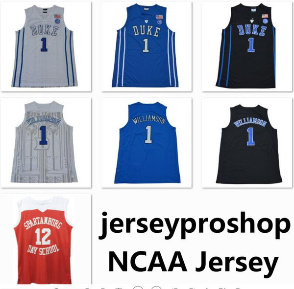 Fastship! Spartanburg Day School #12 Zion Williamson jerseys Duke college #1 embroidered basketball jerseys University jersey proshop