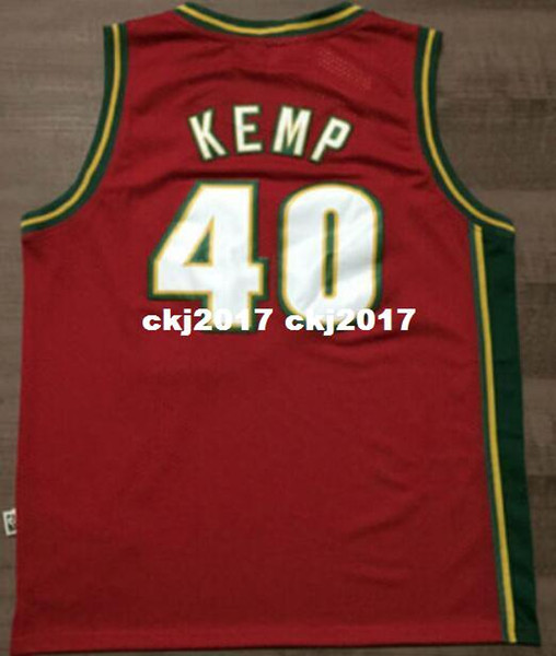 NCAA Cheap Throwbacks #40 Shawn Kemp Jersey Mitchell & Ness Retro Mens Stitched White Green Red basketball Jerseys XS-5XL