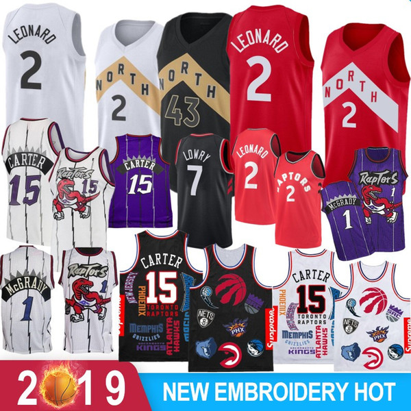 Stitched Kawhi 2 Leonard Jersey Kyle 7 Lowry Tracy 1 McGrady Vince 15 Carter McGrady Carter High Quality Jerseys Men Youth